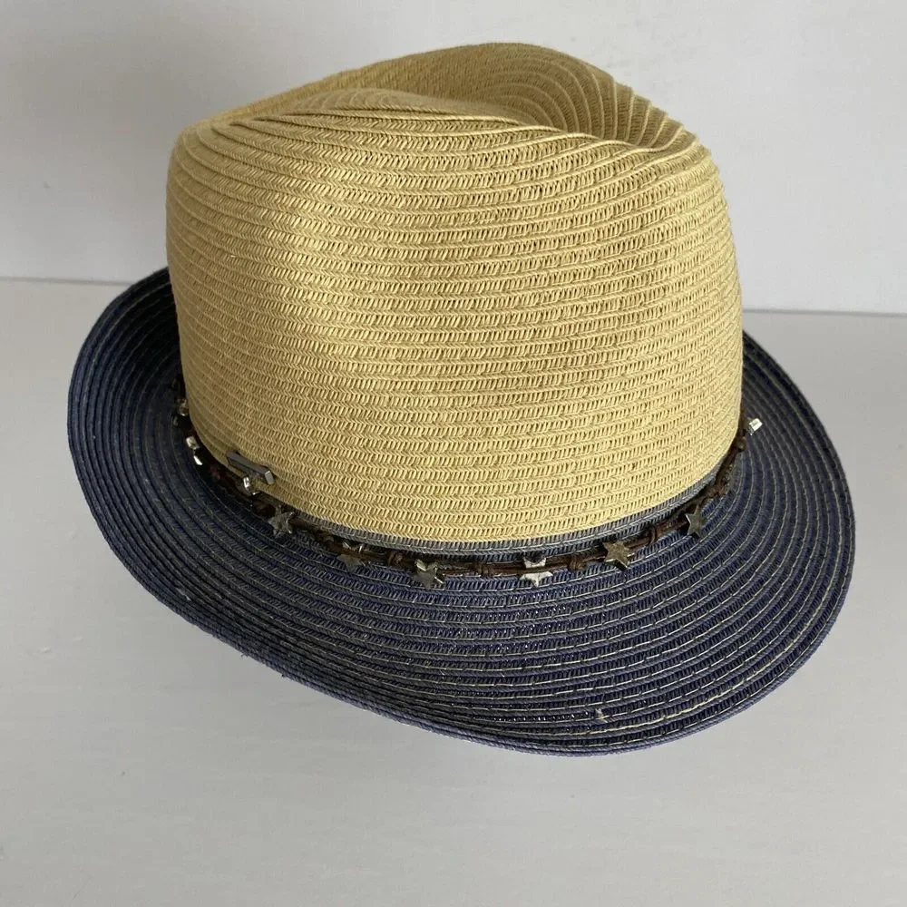 San Diego‎ Hat Co Women Fedora Ultrabraid Color block Brim Star Trim Adjustable